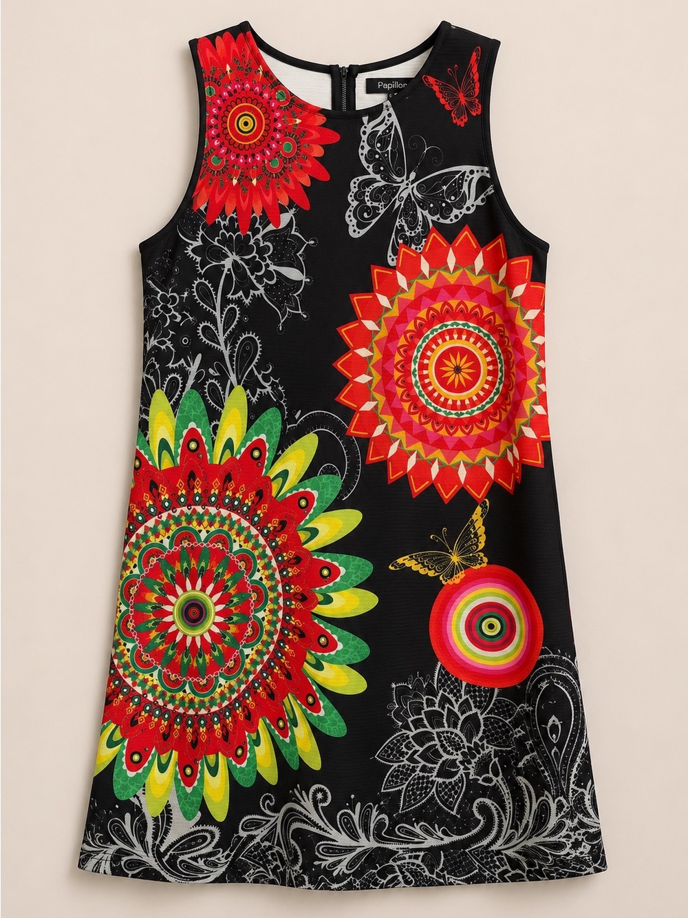 Papillon NWT Embellished Mandala Butterfly Shift Dress Stretch M